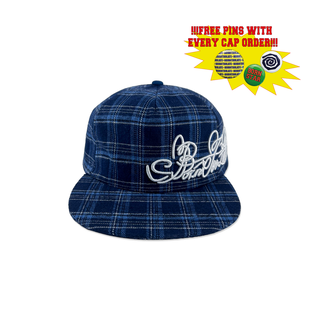Born Too Late Plaid Snapback Blue