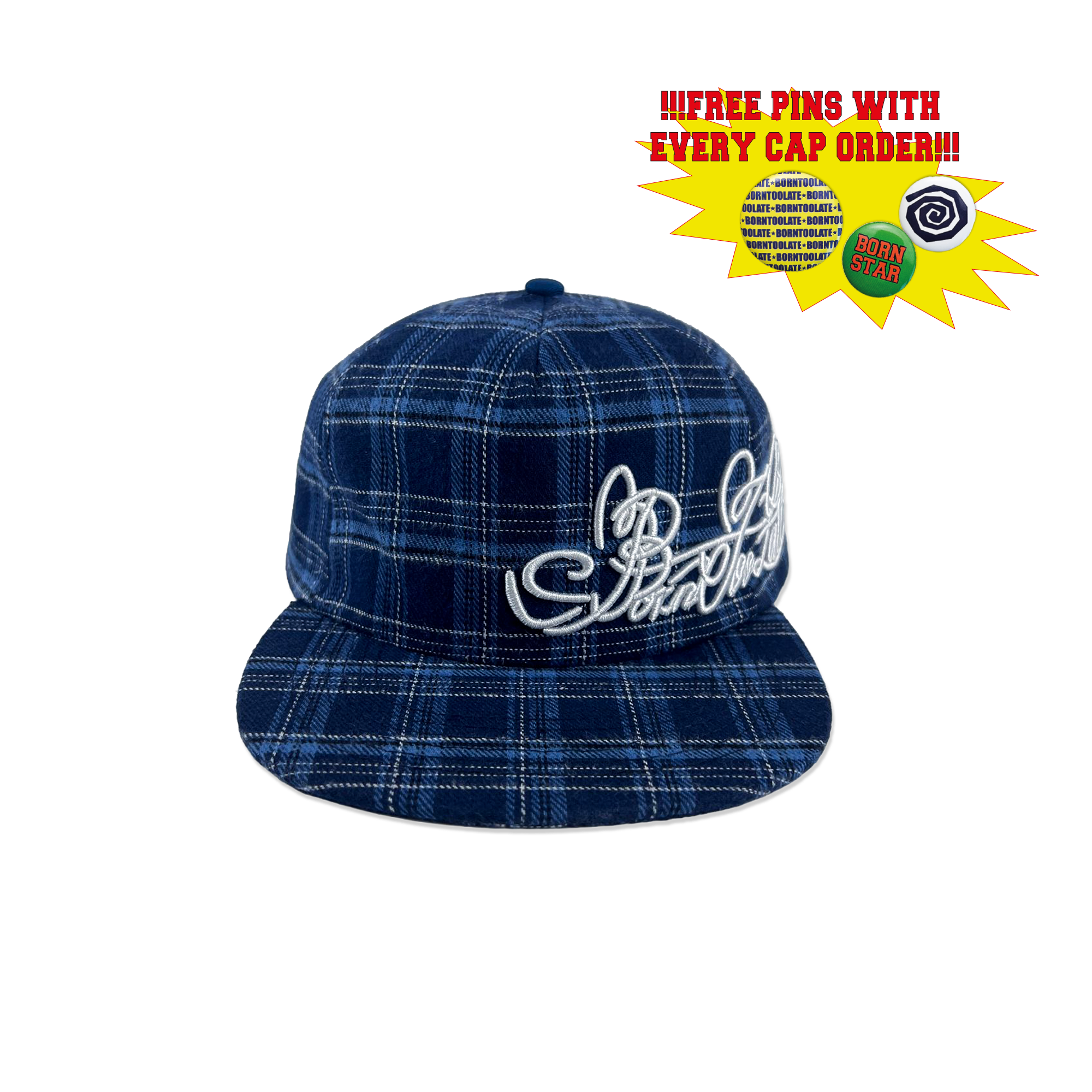 Born Too Late Plaid Snapback Blue