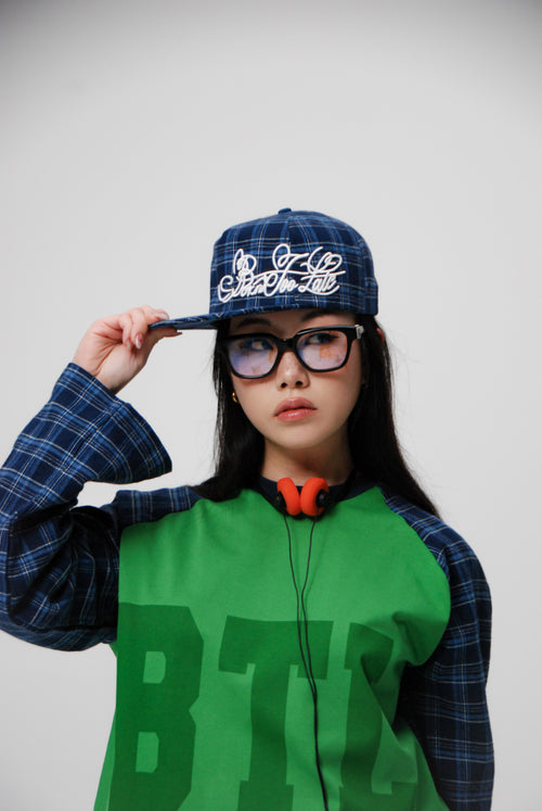 Born Too Late Plaid Snapback Blue