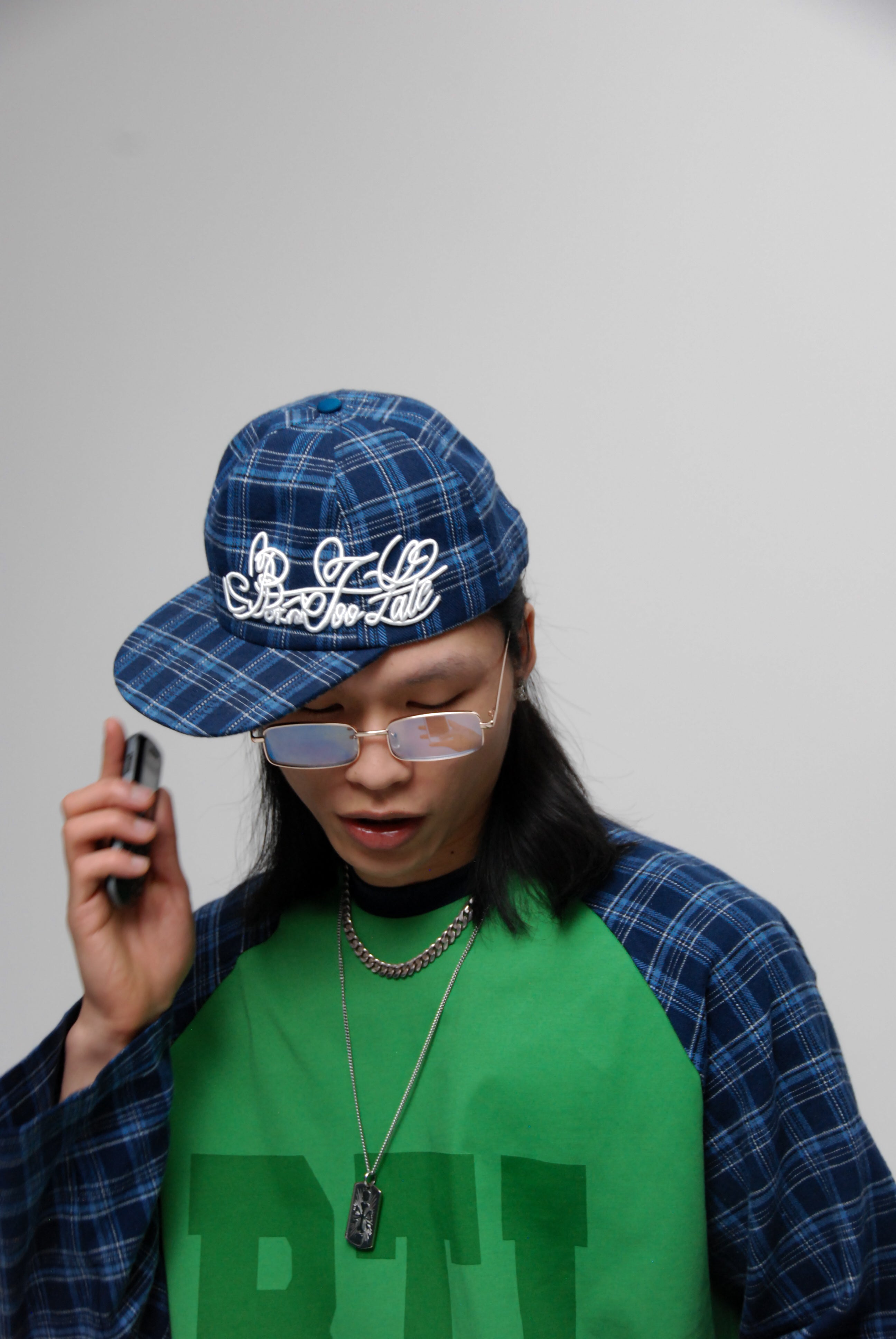 Born Too Late Plaid Snapback Blue